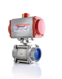 1/2" PNÖMATİK AKTÜATÖRLÜ DİŞLİ KÜRESEL VANA PASLANMAZ 3 PARÇALI / 304 V2442213